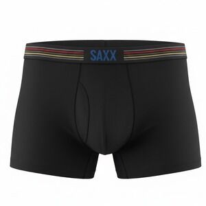 Saxx Vibe Mens Boxer Briefs Black Striped Waistband BallPark Pouch XL 36 Waist